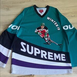 Supreme Like New Teal and Purple Hockey Jersey